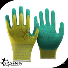 SRSAFETY precio barato / látex de poliéster 13g recubierto de uso final guantes de trabajo / guantes de mano